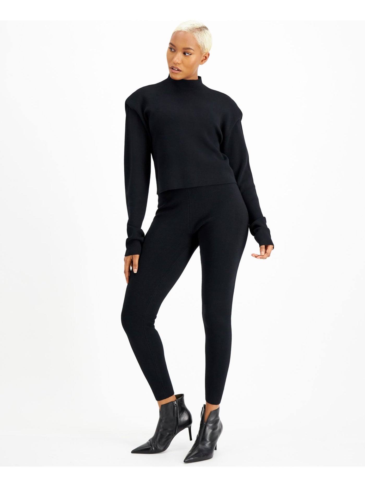 INC Womens Black Long Sleeve Sweater L