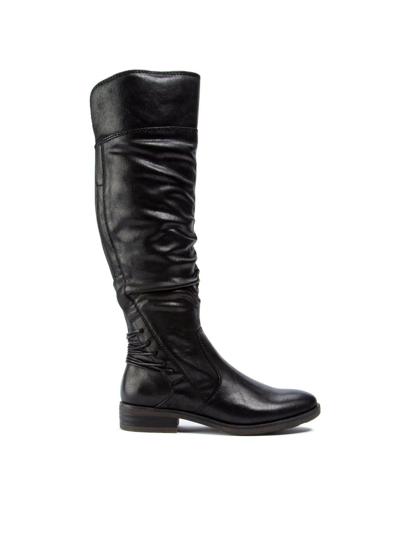 BARETRAPS Womens Black Gore Panel Lace Detail Ruched Comfort Averil Round Toe Block Heel Zip-Up Riding Boot 6.5 M