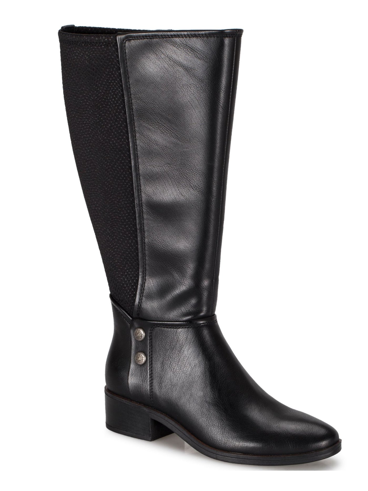 BARETRAPS Womens Black Padded Studded Stretch Madelyn Almond Toe Block Heel Zip-Up Boots 6.5 M