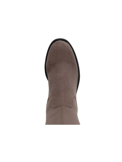 SUN STONE Womens Brown Round Toe Block Heel Zip-Up Boots 9