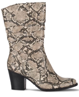 BARETRAPS Womens Beige Animal Print Round Toe Stacked Heel Zip-Up Heeled Boots 9.5