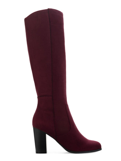 STYLE & COMPANY Womens Burgundy Padded Stretch Addyy Round Toe Block Heel Zip-Up Heeled Boots 9.5 M