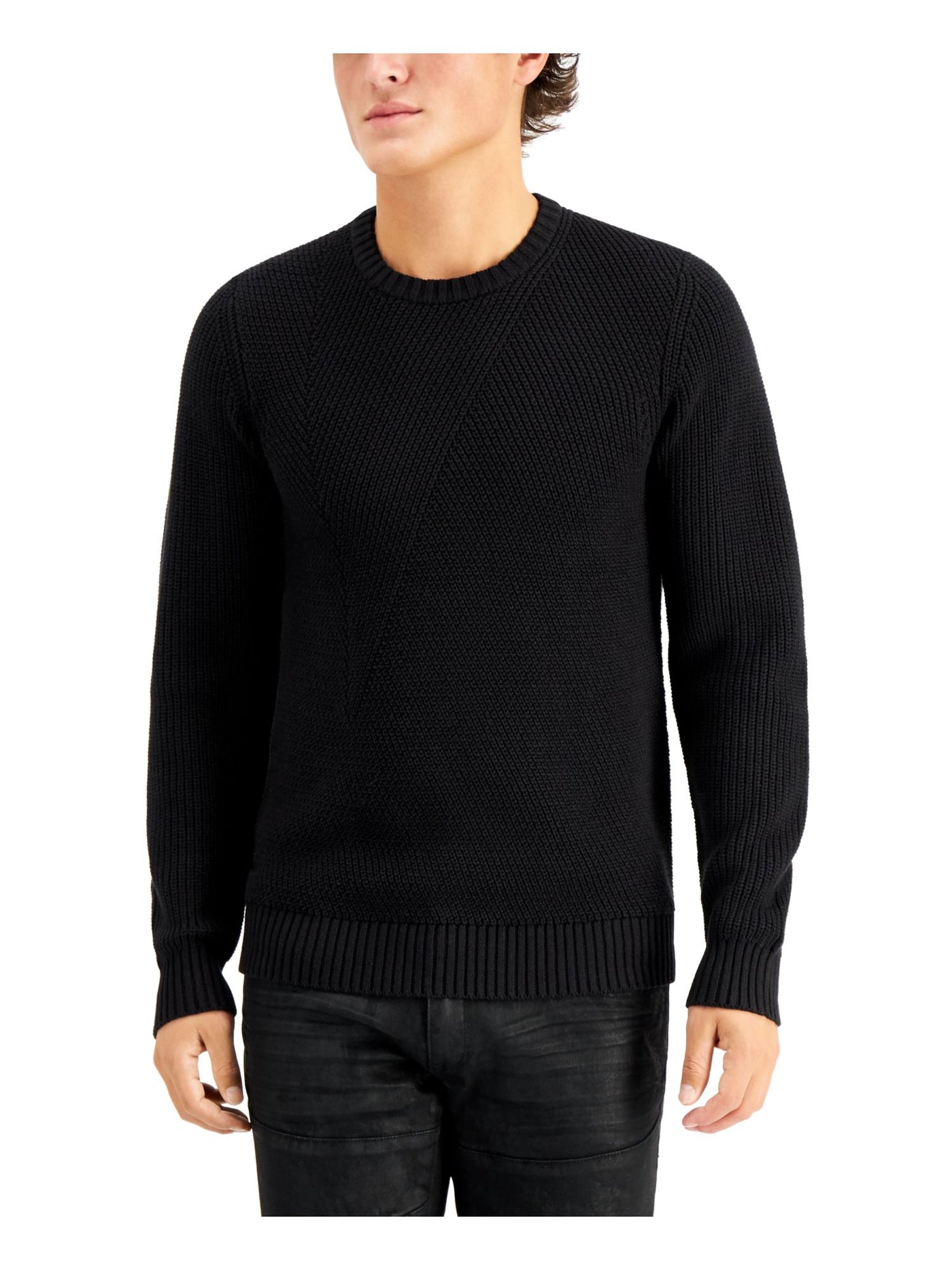 INC Mens Black Long Sleeve Crew Neck Pullover Sweater M