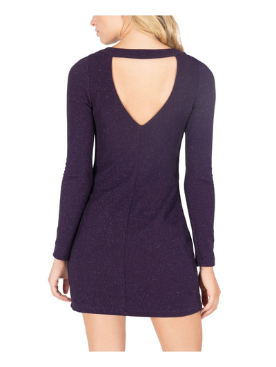 SPEECHLESS Womens Purple Long Sleeve Mini Sheath Party Dress Size: 17