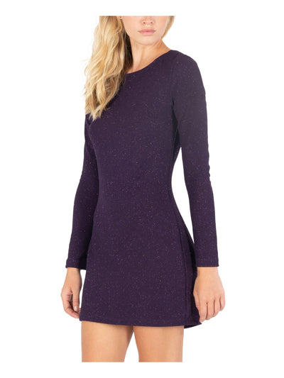 SPEECHLESS Womens Purple Long Sleeve Mini Sheath Party Dress Size: 17