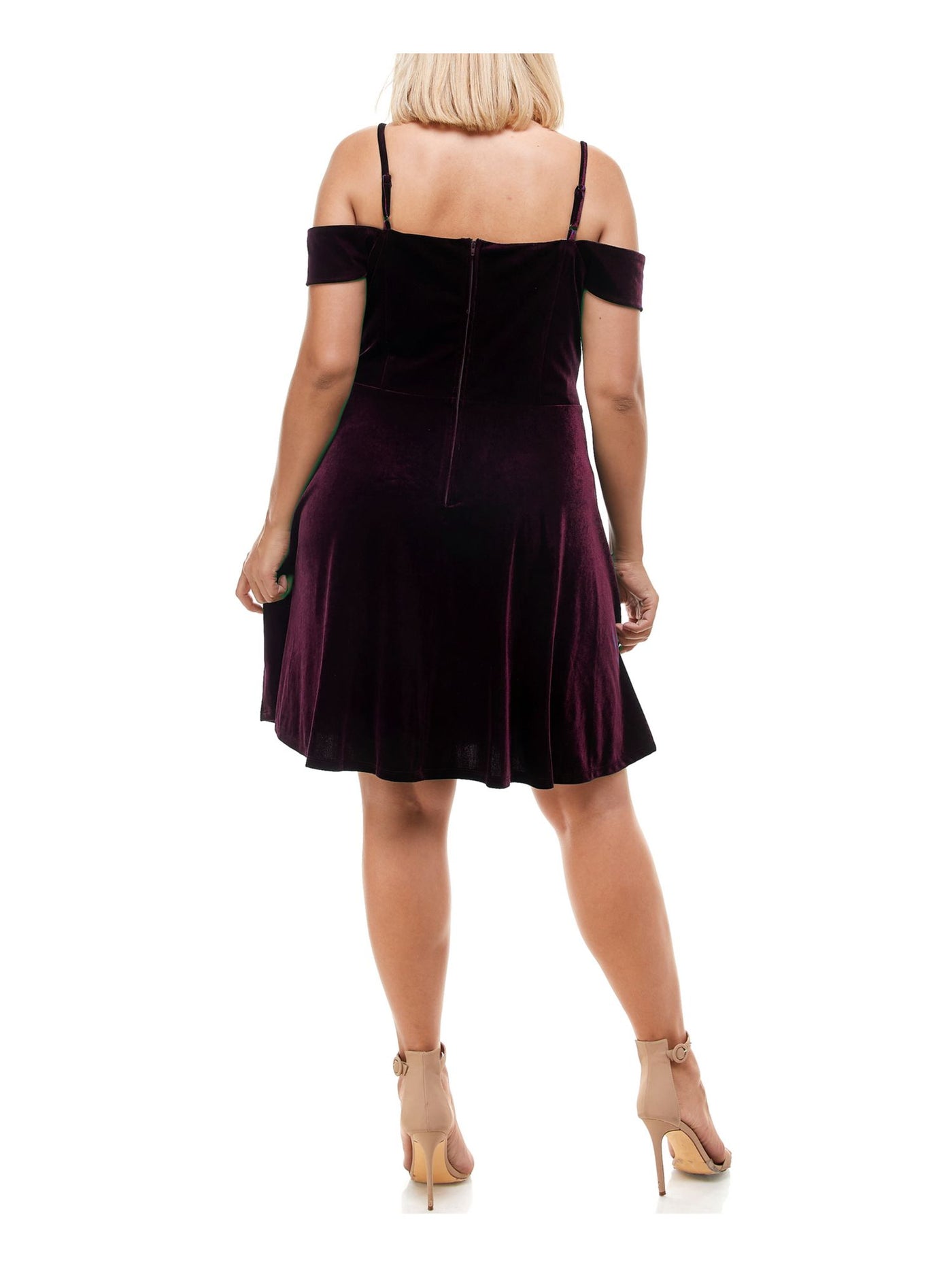 CITY STUDIO Womens Purple Above The Knee Fit + Flare Cocktail Dress Plus 18W