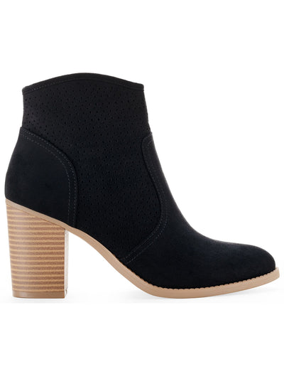 SUN STONE Womens Black Almond Toe Block Heel Zip-Up Dress Booties 10