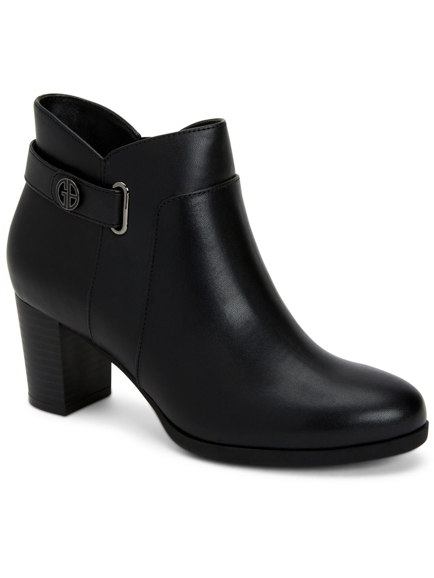 GIANI BERNINI Women's Black Artemyss Padded Slip Resistant Solid Logo Hardware Strap Detail Heeled Boot