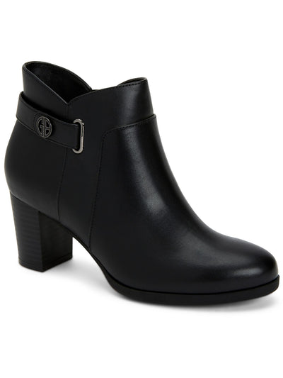 GIANI BERNINI Women's Black Artemyss Padded Slip Resistant Solid Logo Hardware Strap Detail Heeled Boot