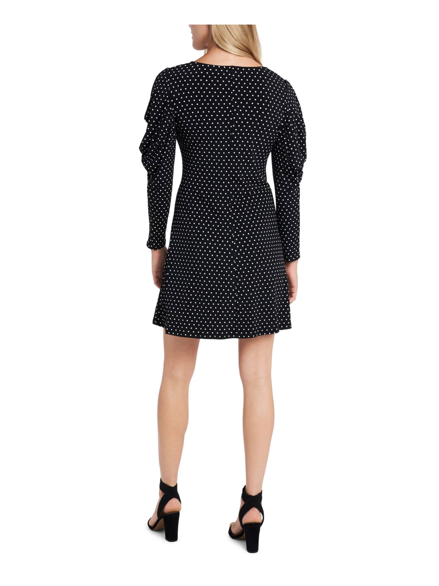 MSK Womens V Neck Mini Puff-sleeve Sheath Dress