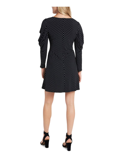 MSK Womens V Neck Mini Puff-sleeve Sheath Dress