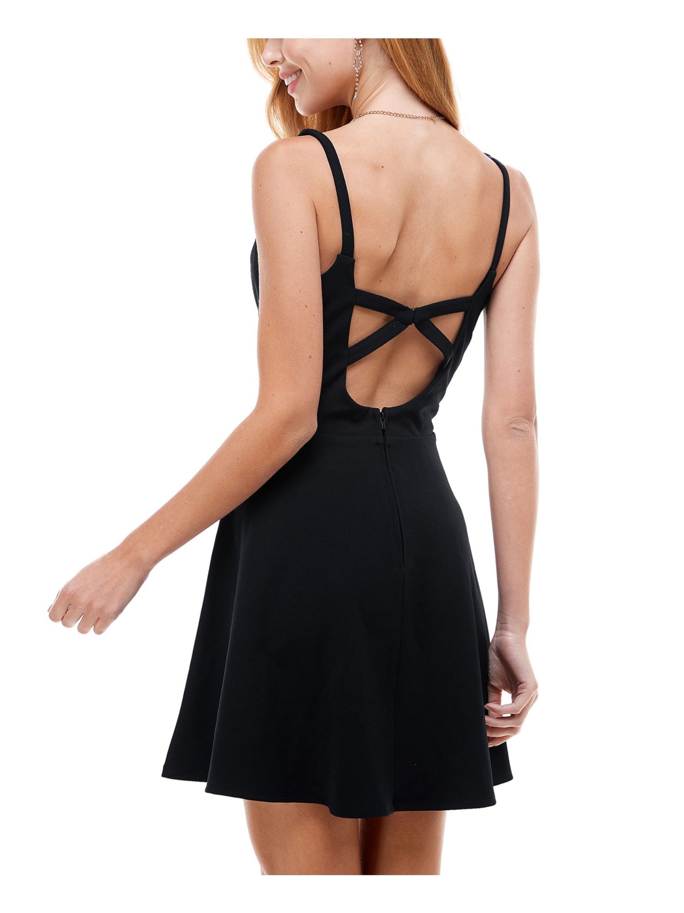 CITY STUDIO Womens Black Sleeveless Mini Fit + Flare Party Dress 5