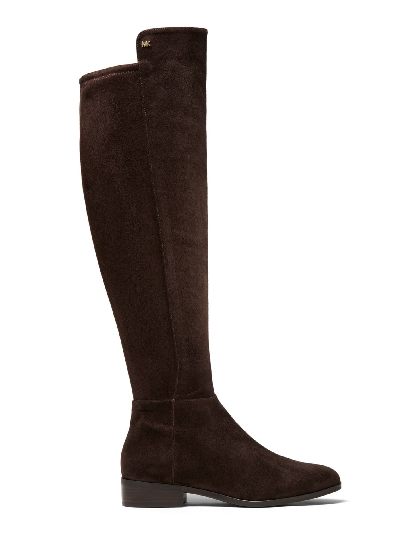 MICHAEL MICHAEL KORS Womens Brown Asymmetrical  Metal Logo Detail Padded Stretch Bromley Round Toe Block Heel Zip-Up Riding Boot 7 M