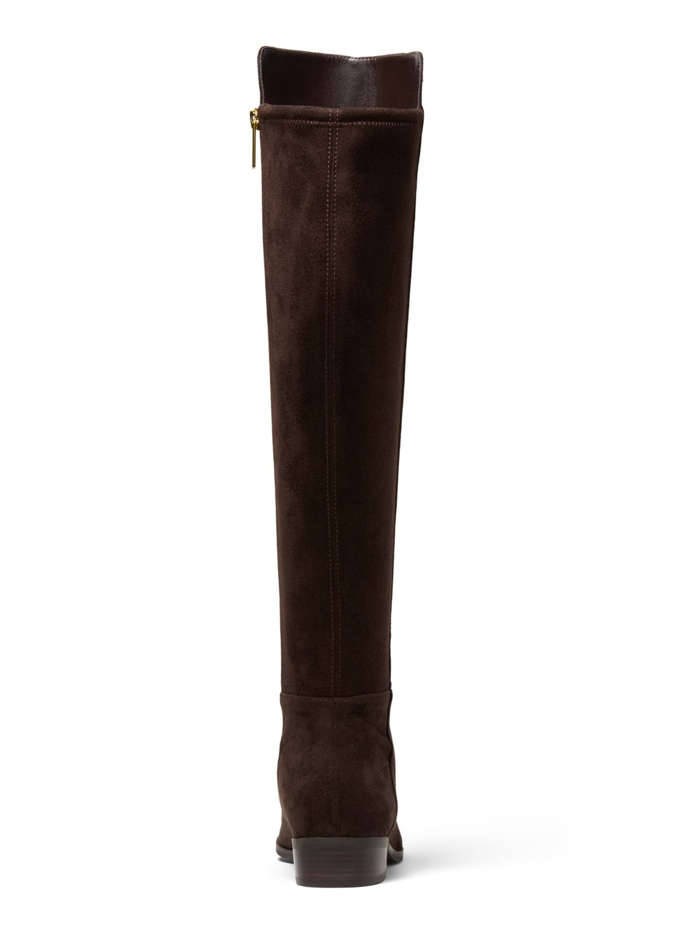 MICHAEL MICHAEL KORS Womens Brown Asymmetrical  Metal Logo Detail Padded Stretch Bromley Round Toe Block Heel Zip-Up Riding Boot 7 M