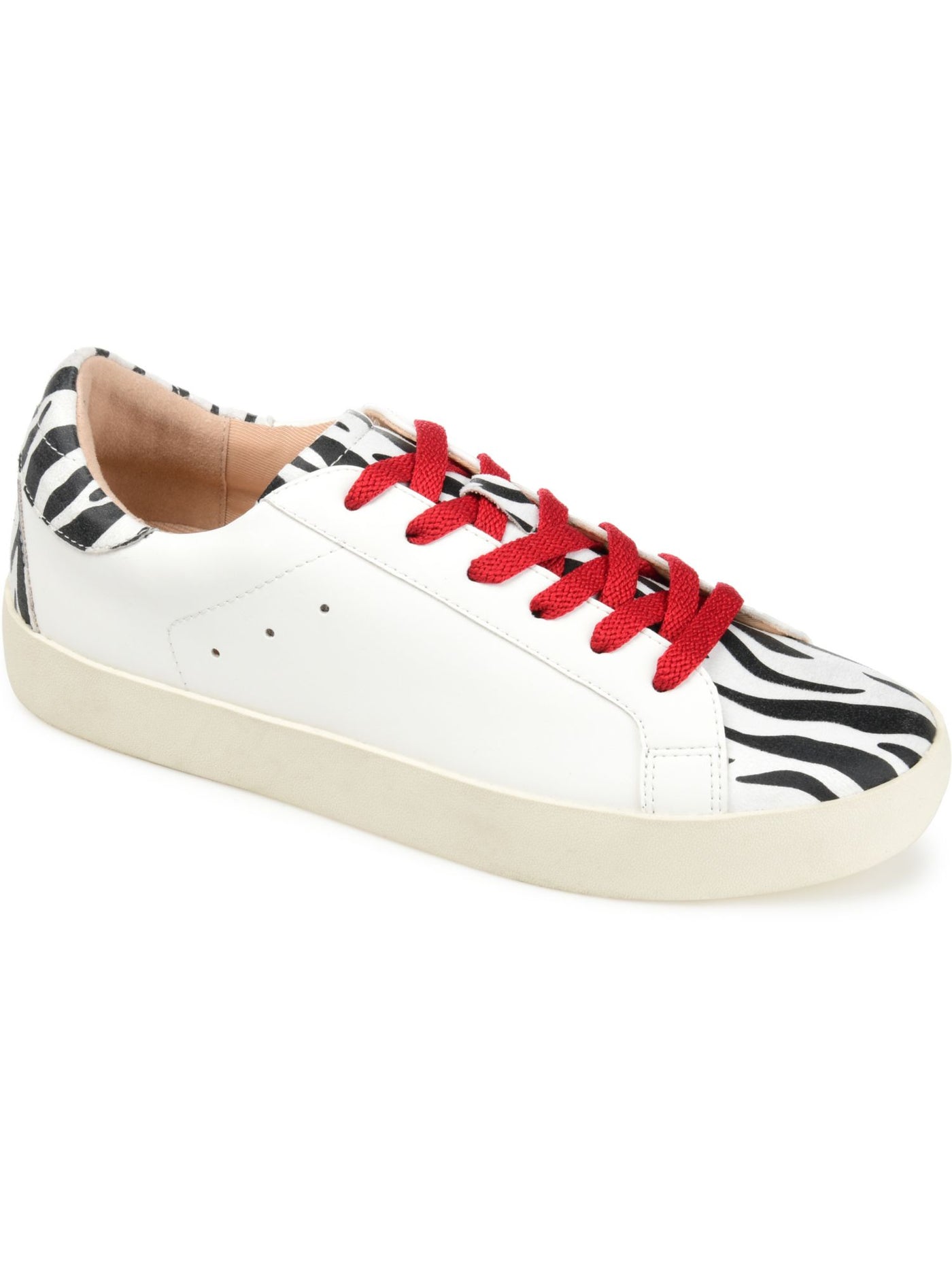 JOURNEE COLLECTION Womens White Mixed Media Cushioned Perforated Erica Round Toe Platform Lace-Up Sneakers Shoes 6.5