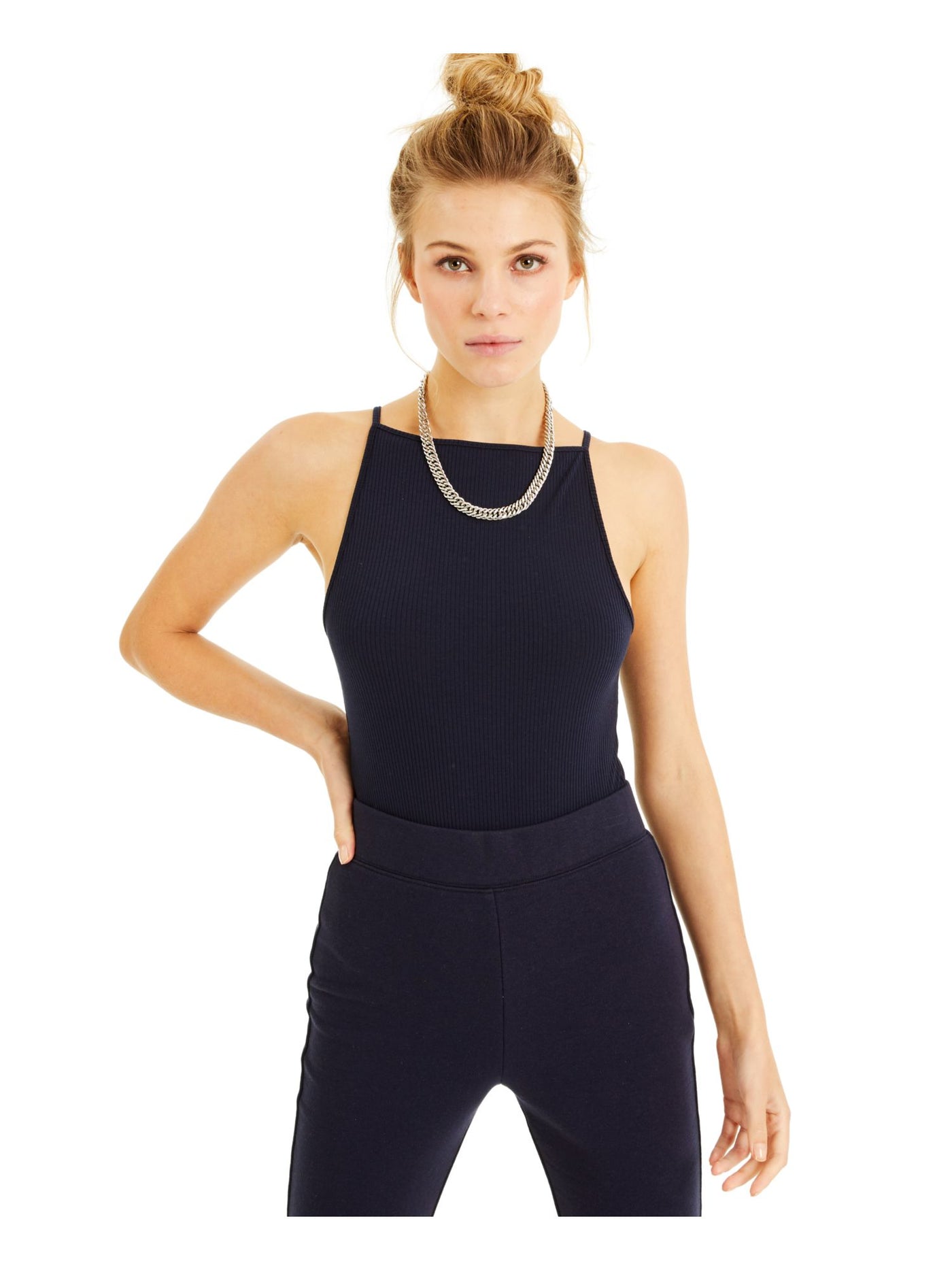 INC Womens Navy Bodysuit L