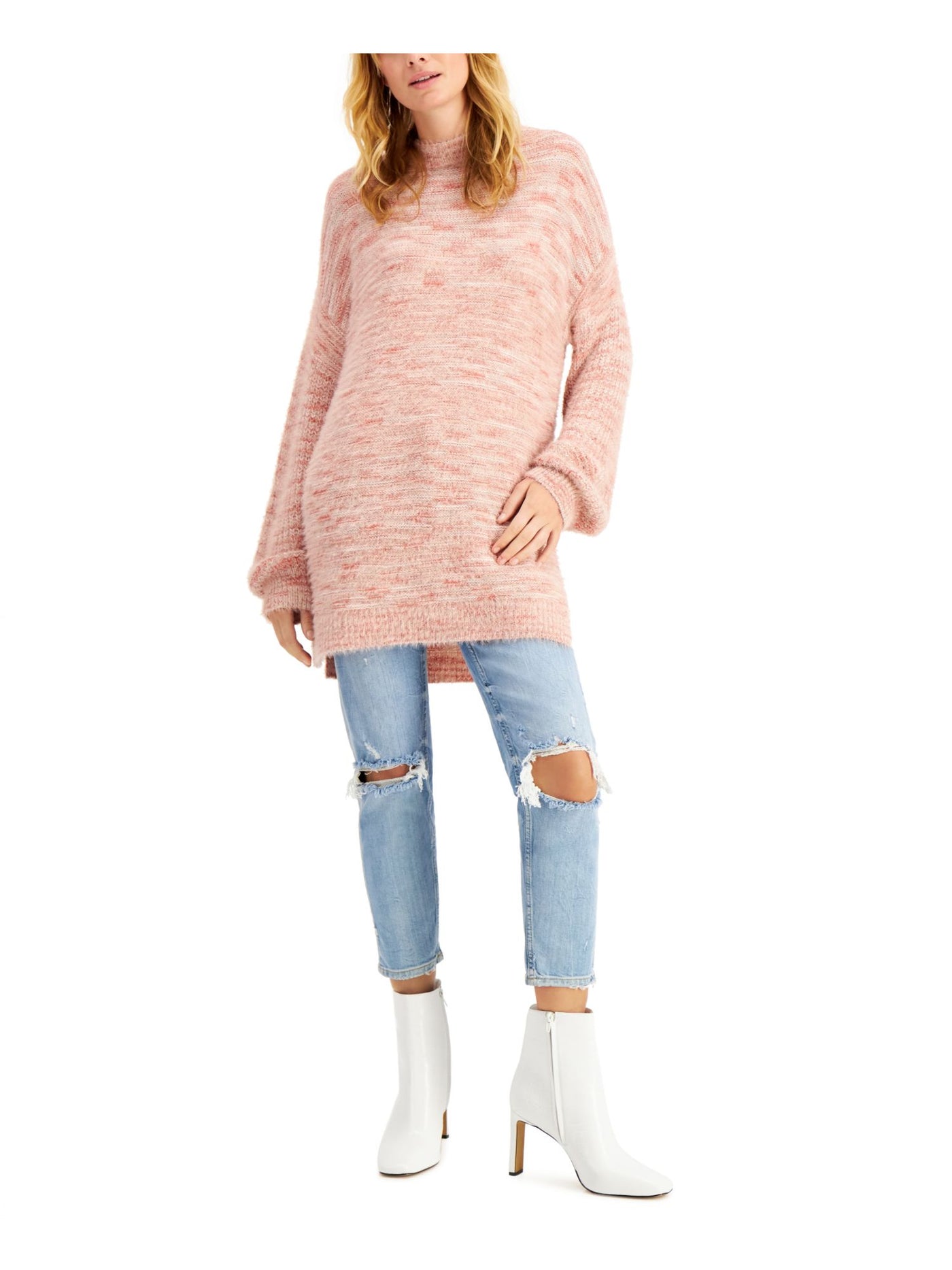 SUN+ MOON Womens Pouf Tunic Sweater