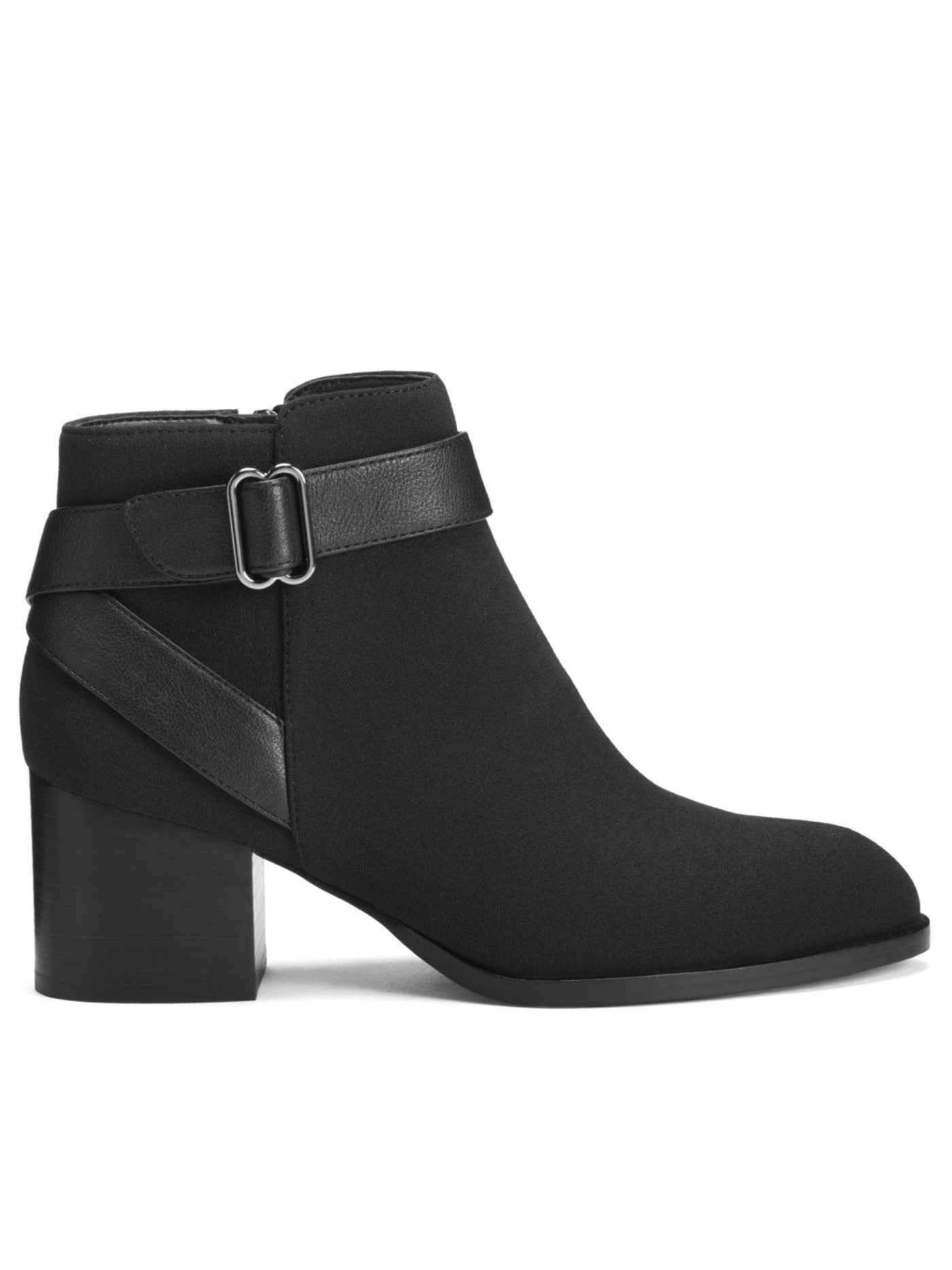 AEROPOSTALE Womens Black Breathable Buckle Accent Padded Maggie Almond Toe Block Heel Zip-Up Booties 9.5 M