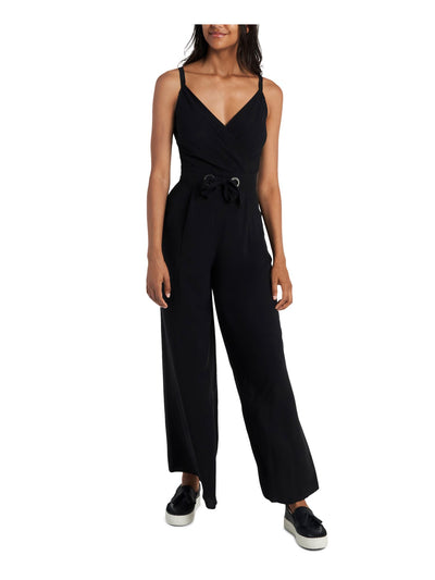 ROYALTY NEW YORK Womens Black Sleeveless V Neck Evening Wide Leg Jumpsuit S