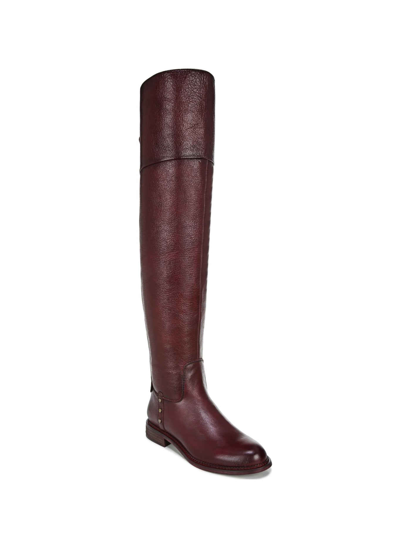 FRANCO SARTO Womens Burgundy Comfort Studded Haleen Round Toe Block Heel Zip-Up Leather Riding Boot 7.5 M WC