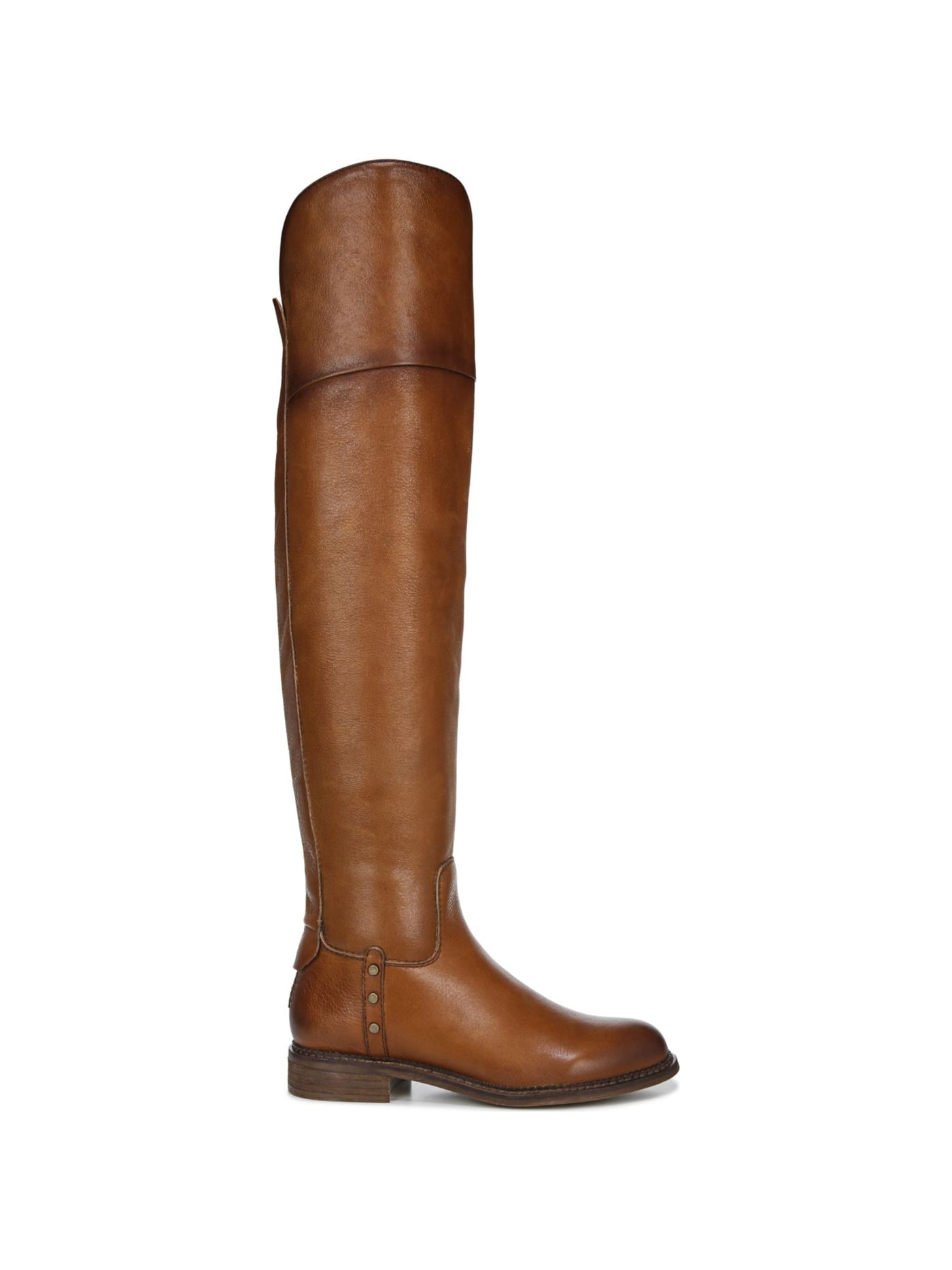 FRANCO SARTO Womens Brown Metallic Accents Zipper Wide Calf Padded Haleen Almond Toe Block Heel Leather Boots Shoes 7 M WC