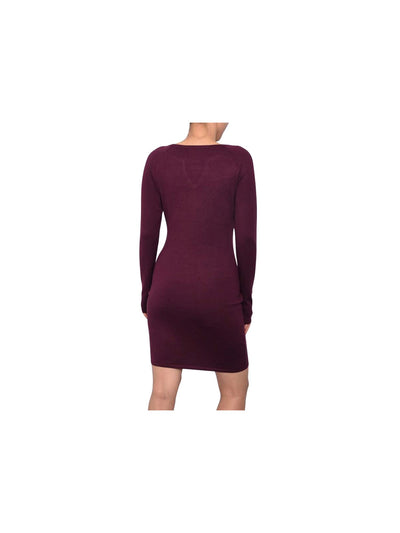 PLANET GOLD Womens Burgundy Long Sleeve Above The Knee Body Con Dress M
