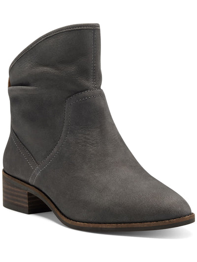 LUCKY BRAND Womens Gray Asymmetrical Cushioned Lollin Almond Toe Stacked Heel Booties 7