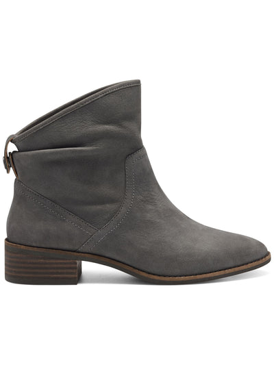 LUCKY BRAND Womens Gray Asymmetrical Cushioned Lollin Almond Toe Stacked Heel Booties 7