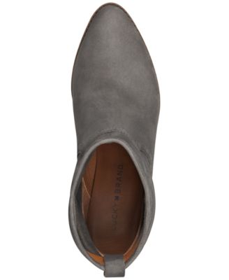 LUCKY BRAND Womens Gray Asymmetrical Cushioned Lollin Almond Toe Stacked Heel Booties 7