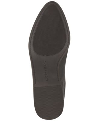 LUCKY BRAND Womens Gray Asymmetrical Cushioned Lollin Almond Toe Stacked Heel Booties M