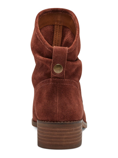 LUCKY BRAND Womens Brown Slouchy Design Comfort Button Accent Lollin Almond Toe Block Heel Slip On Leather Booties 6 M