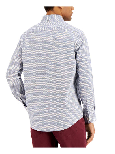 TASSO ELBA Mens Blue Geometric Spread Collar Classic Fit Button Down Stretch Stretch Shirt XXL