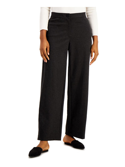 EILEEN FISHER Womens Gray Zippered Buttoned Heather Wide Leg Pants S