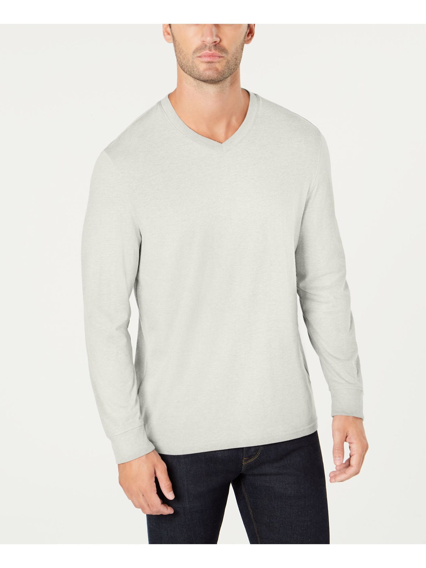 CLUBROOM Mens Beige Heather Long Sleeve Classic Fit T-Shirt L