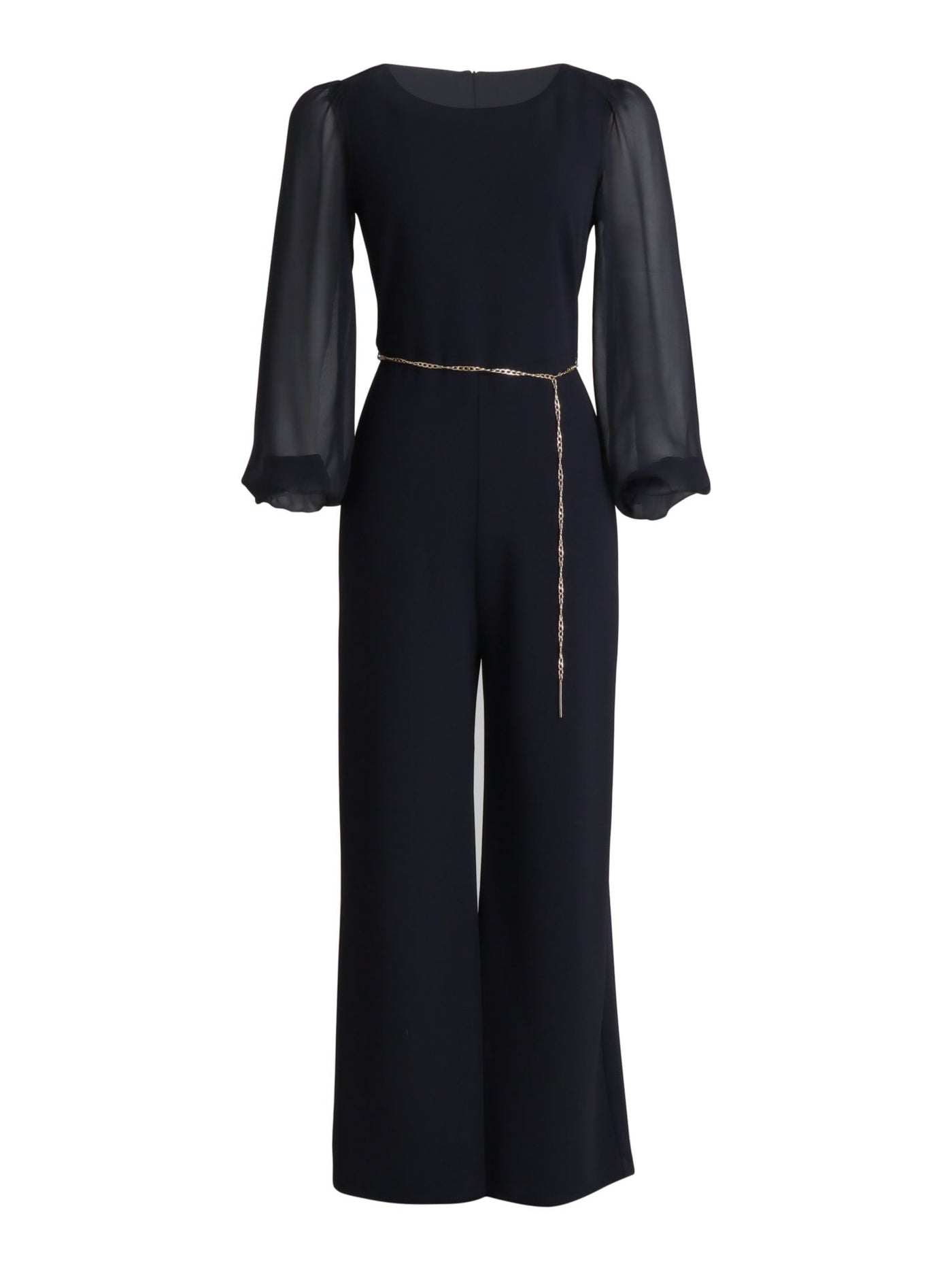 CONNECTED APPAREL Womens Black Long Sleeve Crew Neck Evening Wide Leg Jumpsuit Petites 8P