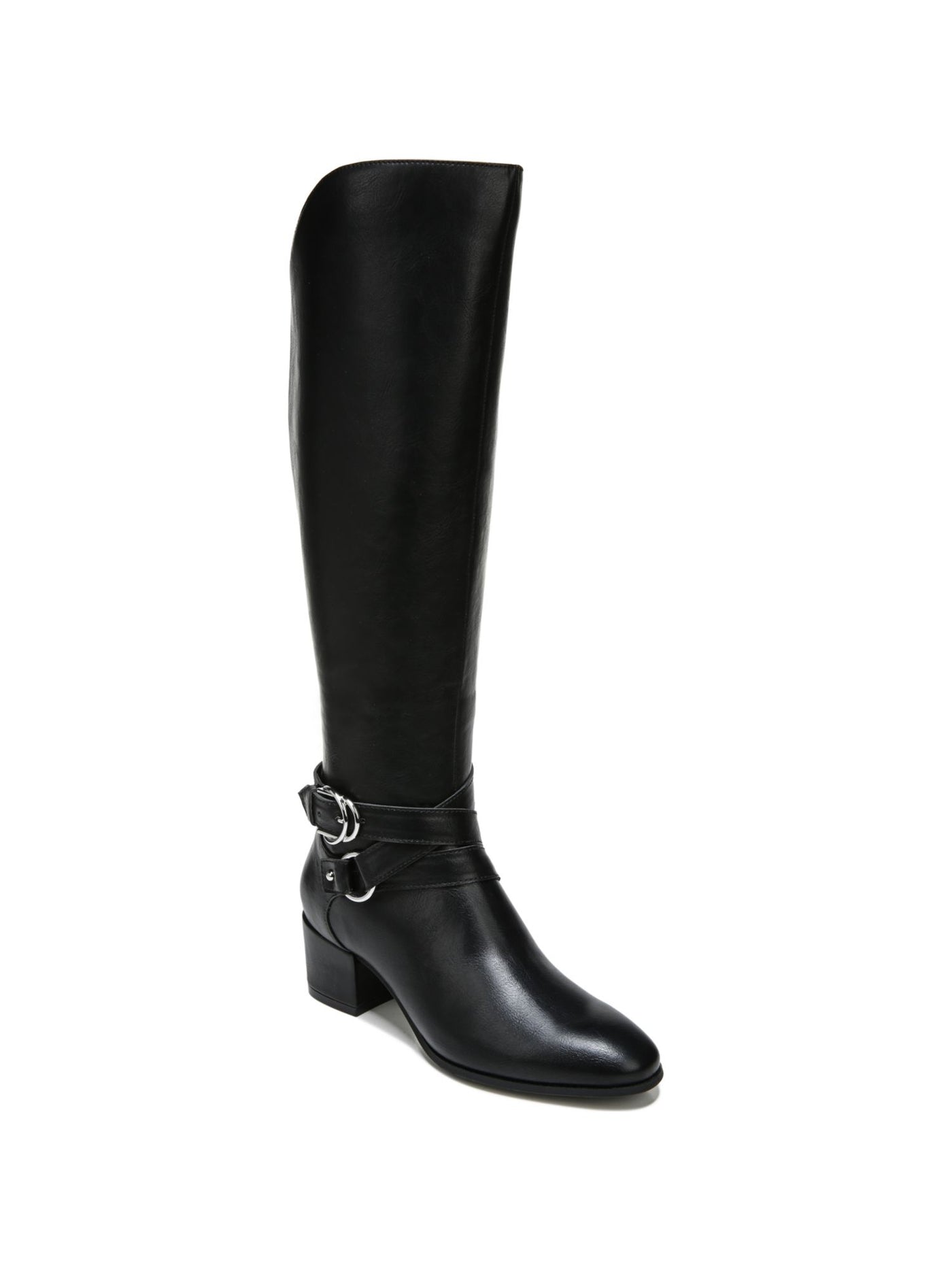 LIFE STRIDE Women's Black Oakley Buckle Accent Cushioned Traction Heeled Boot
