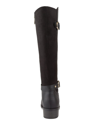 KAREN SCOTT Womens Black Extra Wide Calf Buckle Accent Studded Leandraa Almond Toe Block Heel Zip-Up Riding Boot 7 W XWC