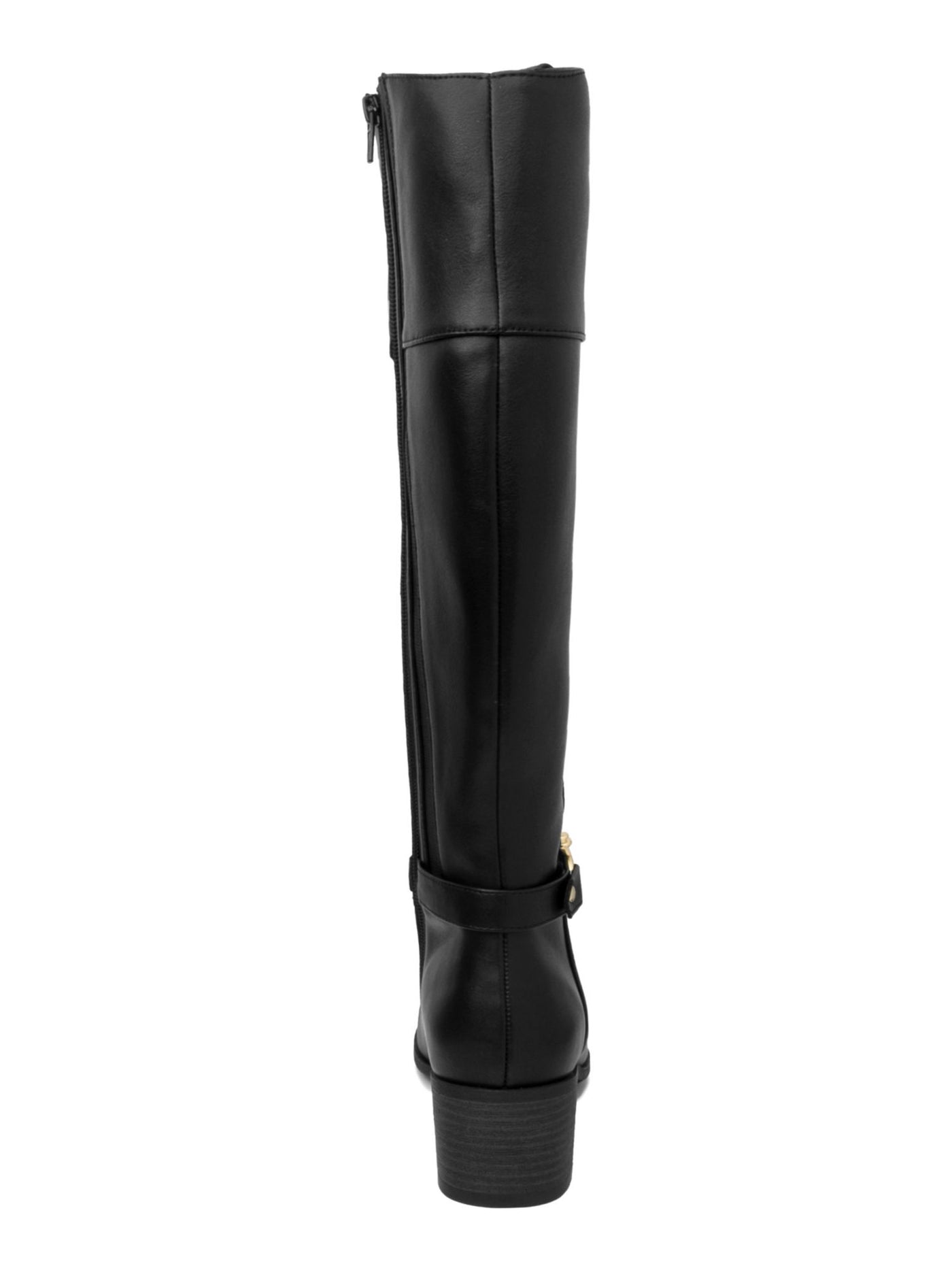 KAREN SCOTT Womens Black Croc Harness Straps Ring Hardware Cushioned Comfort Vickyy Almond Toe Block Heel Zip-Up Riding Boot 9W XWC