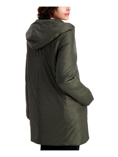 EILEEN FISHER Womens Green Pocketed Shawl-collar Quilted Winter Jacket Coat M