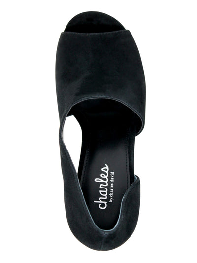 CHARLES BY CHARLES DAVID Womens Black Dorsay Padded Raile Round Toe Stiletto Slip On Leather Dress Sandals Shoes 8 M