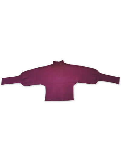 BAR III Womens Purple Textured Knit Dolman Sleeve Crop Top Sweater S