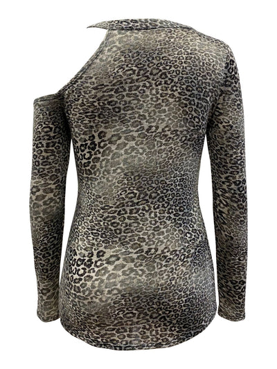 INC Womens Beige Animal Print Long Sleeve Crew Neck Top Size: S