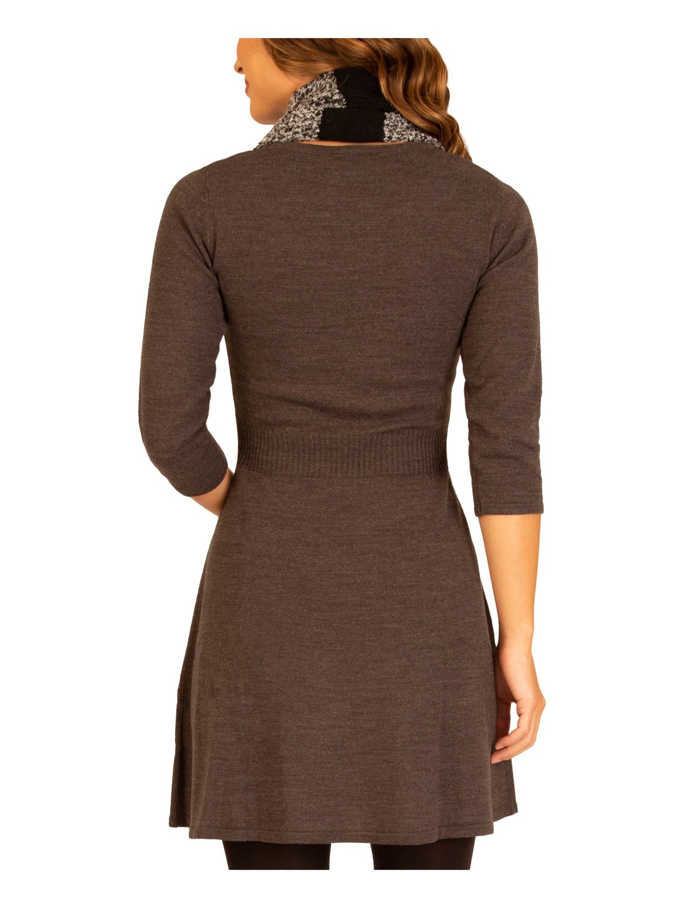 BCX Womens Jewel Neck w/ Cowl Short Fit + Flare Dress