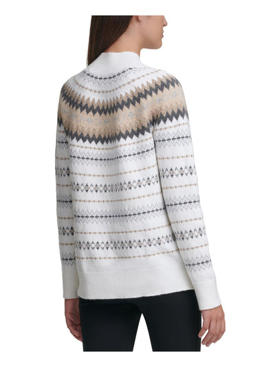 CALVIN KLEIN Womens Ivory Mock Neck Long Sleeve Sweater Size: XL