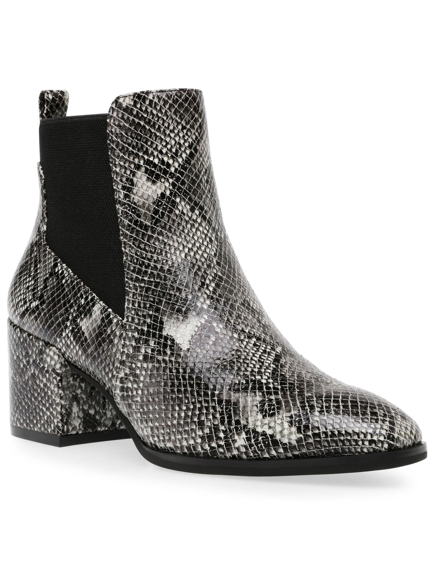 ANNE KLEIN Womens Gray Animal Print Side Gussets Almond Toe Stacked Heel Booties 8