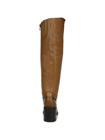 FRANCO SARTO Womens Beige Ankle Strap Kiana Round Toe Block Heel Zip-Up Leather Boots Shoes 6
