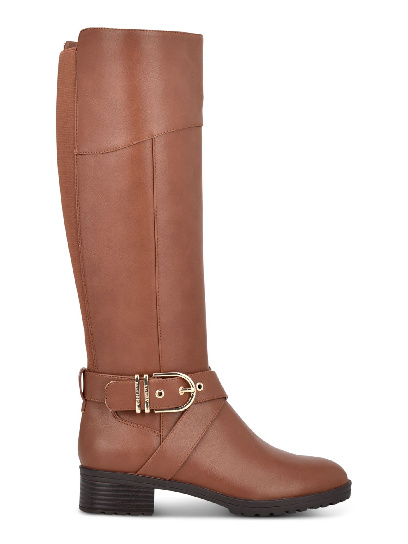 TOMMY HILFIGER Womens Brown Ankle Strap Buckle Accent Round Toe Block Heel Zip-Up Riding Boot 9