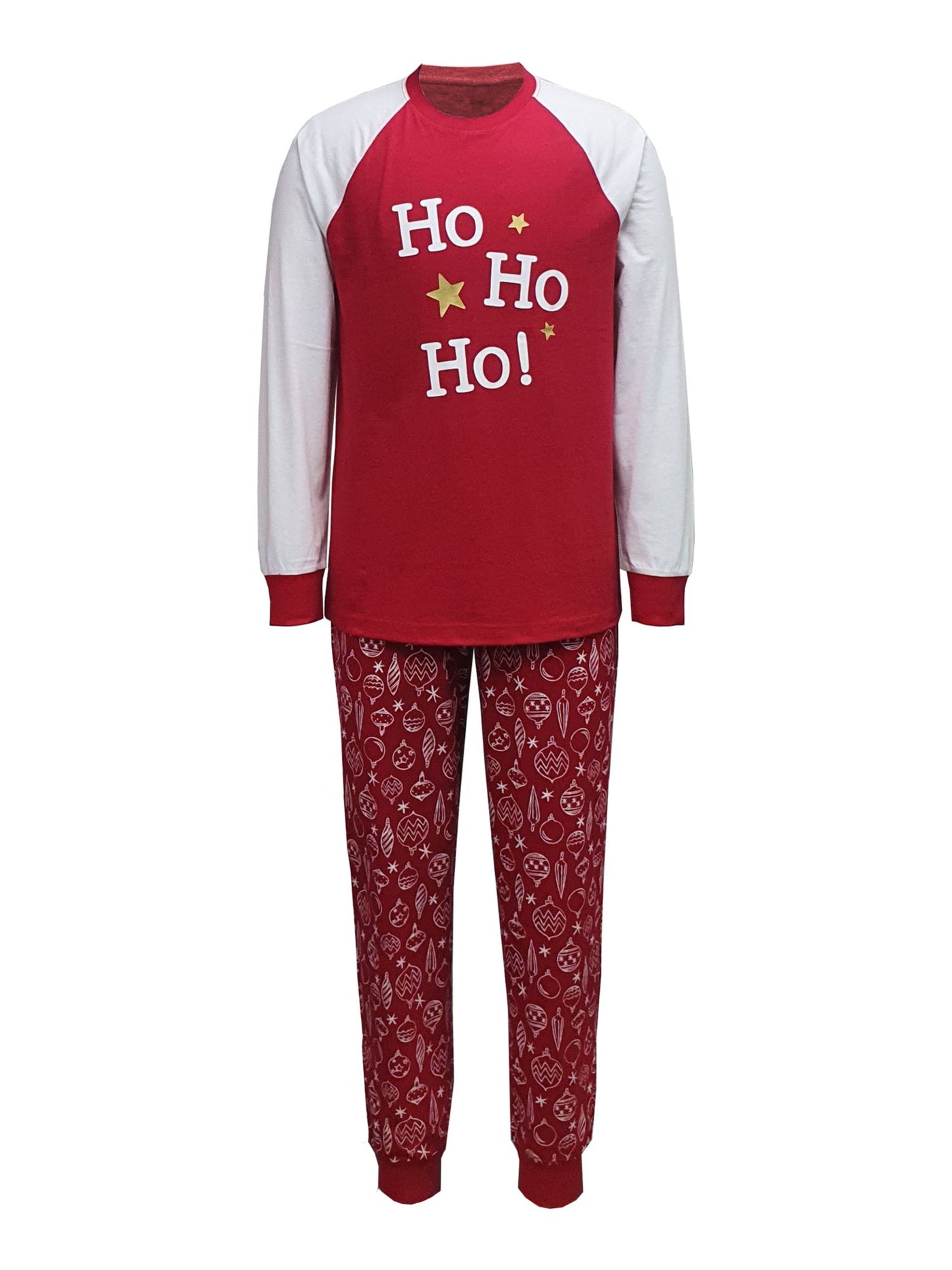 FAMILY PJs Mens Red Graphic Drawstring Long Sleeve T-Shirt Top Cuffed Pants Pajamas M