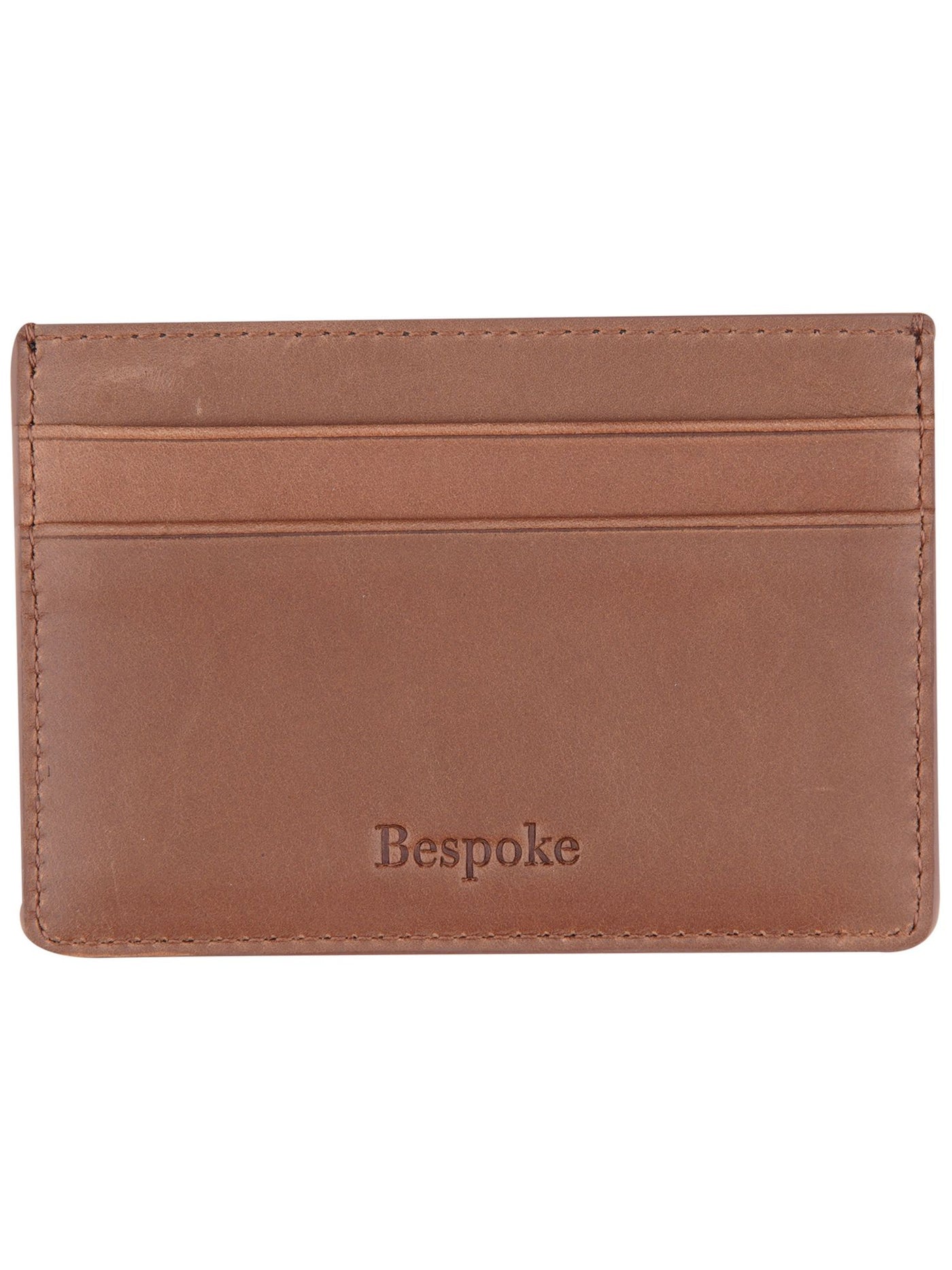 BESPOKE Men's Brown Logo Leather Card Holder