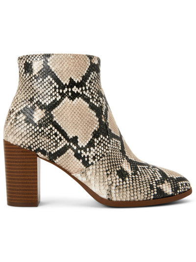 STYLE & COMPANY Womens Beige Animal Print Round Toe Block Heel Zip-Up Dress Booties 9